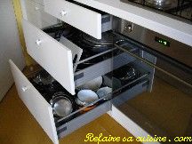 Dtail meuble 3 tiroirs rangement ustensiles de cuisson